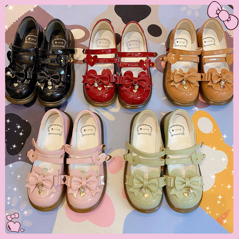 일본 달콤한 로리타 신발, 카와이 소녀 티 파티 공주 카와이 신발, 라운드 헤드 레트로 레이스 나비 매듭 여성 신발, 로리 코스프레